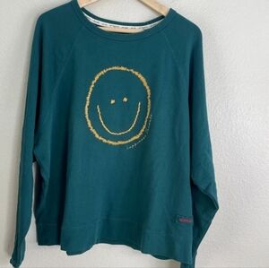 Peace Love World Teal Smiley Face Women's Sweater